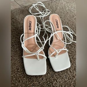 Cute White Tie up heels